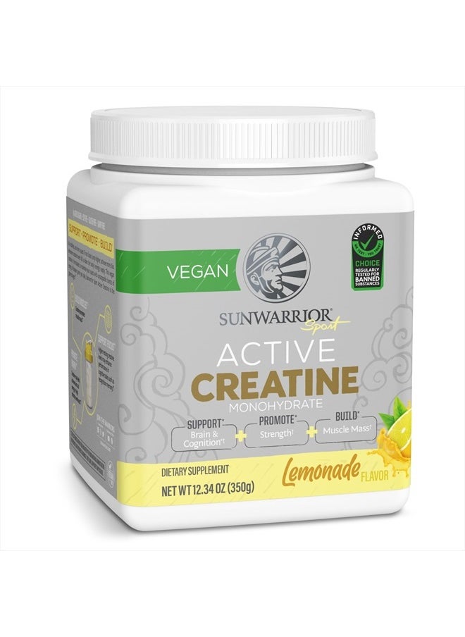 Sunwarrior Creatine Monohydrate Powder Micronized PreWorkout Recovery Supplement | Support Muscle Building Strength Training Cognition | Vegan & Keto Friendly, Easily Mixes (50 Servings) Lemonade Active Creatine  - Image 1