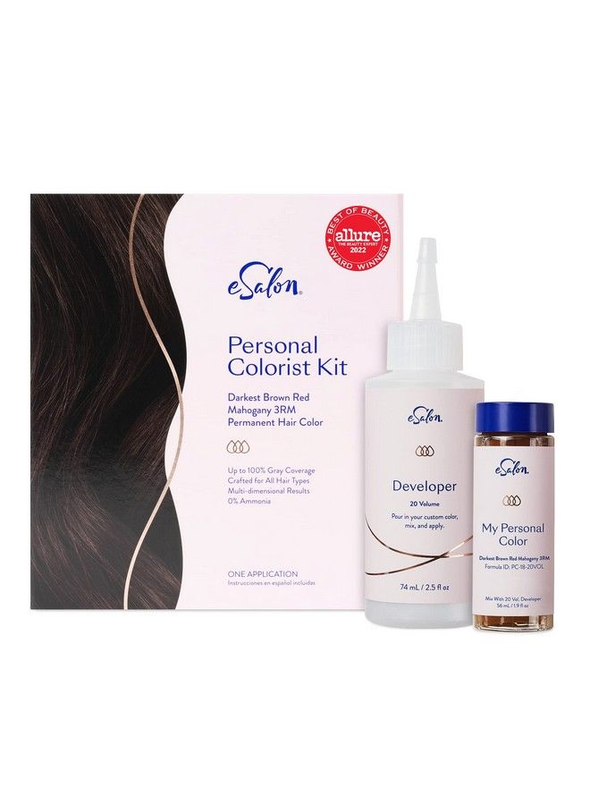 esalon Permanent Hair Color & Hair Dye Complete Kit Darkest Brown Red Mahogany Personal Colorist Kit For Up To 100% Gray Coverage For All Hair Types Professionalgrade Ammoniafree Hair Dye - Image 2
