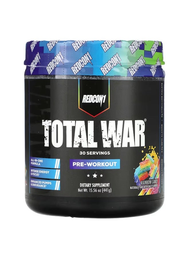 Redcon1, Total War, Pre-Workout, Rainbow Candy, 15.56 oz (441 g) - Image 1