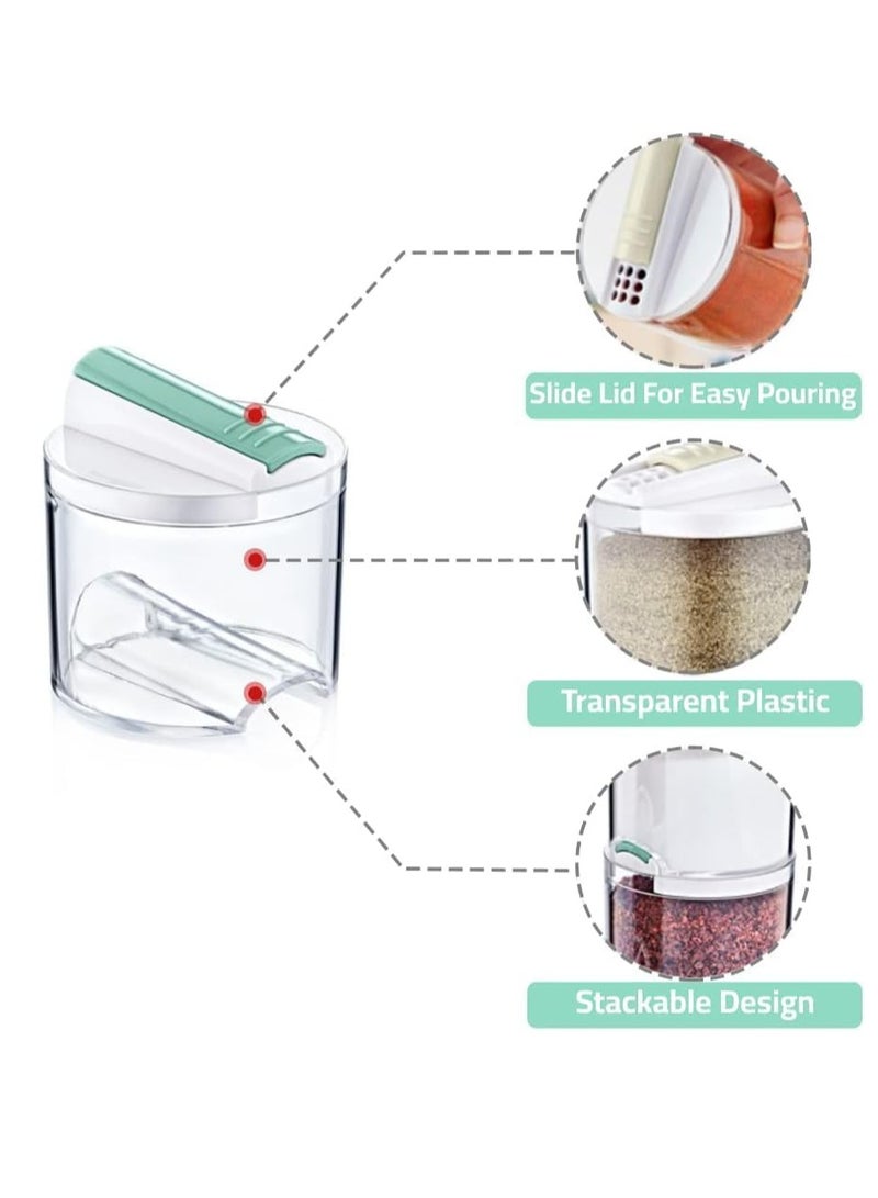 Reko 5 PCS Plastic Spice Jar with Airtight sliding caps Jam Pots Airtight Food Storage Bottle for Home Kitchen,  - Image 3