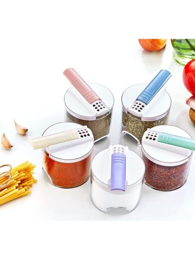Reko 5 PCS Plastic Spice Jar with Airtight sliding caps Jam Pots Airtight Food Storage Bottle for Home Kitchen,  - Image 4