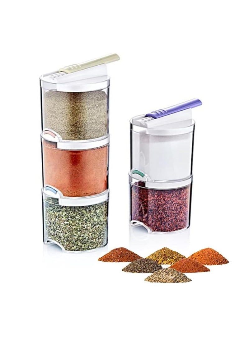Reko 5 PCS Plastic Spice Jar with Airtight sliding caps Jam Pots Airtight Food Storage Bottle for Home Kitchen,  - Image 1