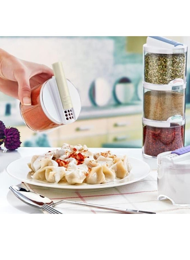 Reko 5 PCS Plastic Spice Jar with Airtight sliding caps Jam Pots Airtight Food Storage Bottle for Home Kitchen,  - Image 5