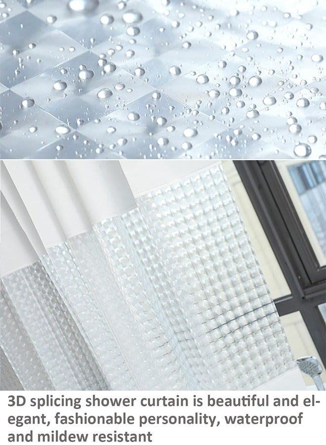 Waterproof Shower Curtain,180x200cm Mildew Proof Bathroom Curtains with 12 Hooks,Eco-Friendly Heavy Duty with Anti-Mold Grid for Bathroom and Bath Tub  - Image 3