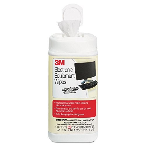 3M Electronic Equipment Cleaning Wipes, 1-Ply, 5.5 x 6.75, Unscented, White, 80/Canister - Image 2