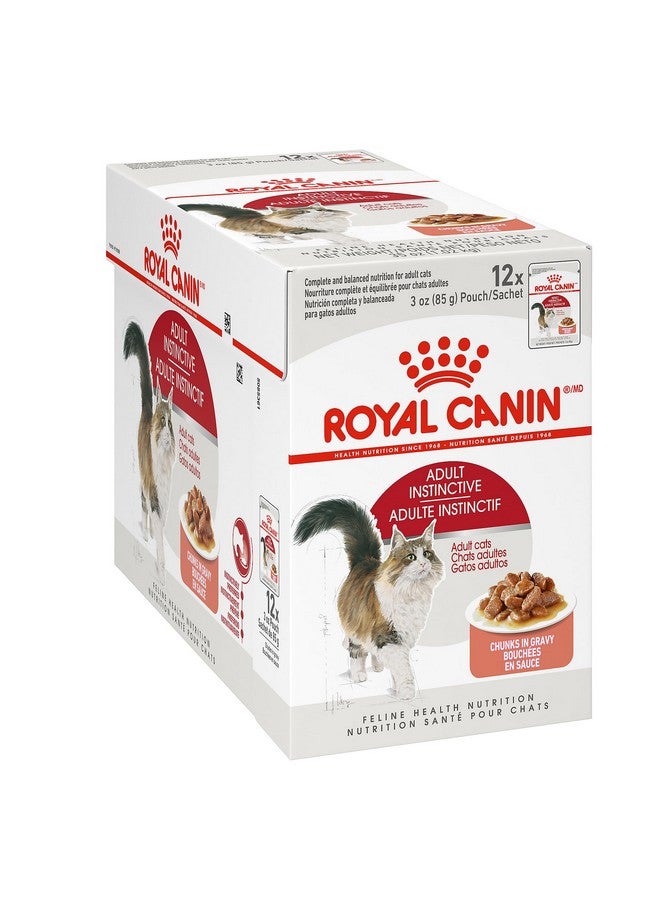رويال كانين طعام القطط الرطب من رويال كانين للقطط البالغة إنستينكتيف تشانكز في المرق، كيس 3 أونصة (12 كيسًا) - Image 1
