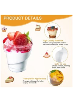 Excefore 100Pcs Plastic Dessert Cups, 160ml Spiral Round Dessert Cups Clear Parfait Appetizer Cup Reusable Serving Bowl for Dessert Pudding Mousse Party, 7 x 7cm  - Image 3