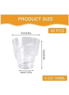 Excefore 100Pcs Plastic Dessert Cups, 160ml Spiral Round Dessert Cups Clear Parfait Appetizer Cup Reusable Serving Bowl for Dessert Pudding Mousse Party, 7 x 7cm  - Image 4