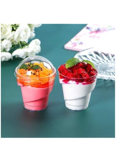 Excefore 100Pcs Plastic Dessert Cups, 160ml Spiral Round Dessert Cups Clear Parfait Appetizer Cup Reusable Serving Bowl for Dessert Pudding Mousse Party, 7 x 7cm  - Image 5