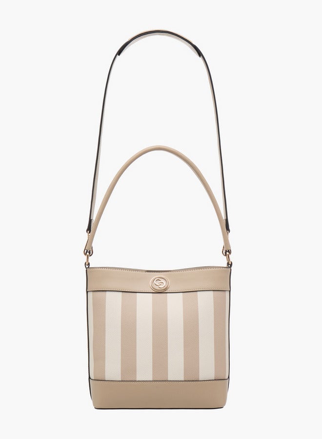 Celeste Womens Striped Bucket Bag with Detachable Strap - Image 2