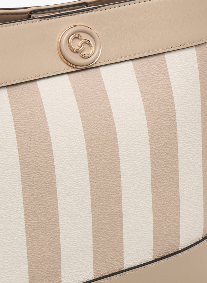 Celeste Womens Striped Bucket Bag with Detachable Strap - Image 4