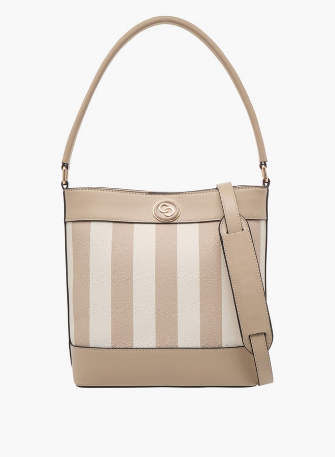 Celeste Womens Striped Bucket Bag with Detachable Strap - Image 1