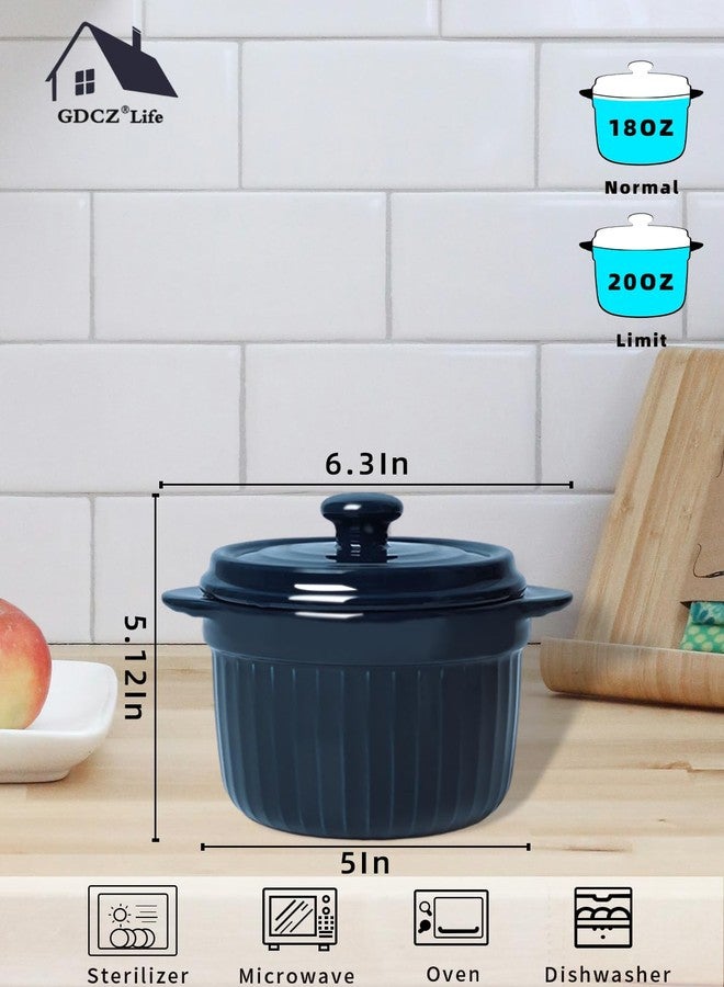 GDCZ Ceramic Bacon Grease Container with Strainer, 20 oz Cooking Oil Storage Can Grease Keeper for Kitchen, Bacon Grease Keeper with Easy-Grip Handle (Navy) - Image 2