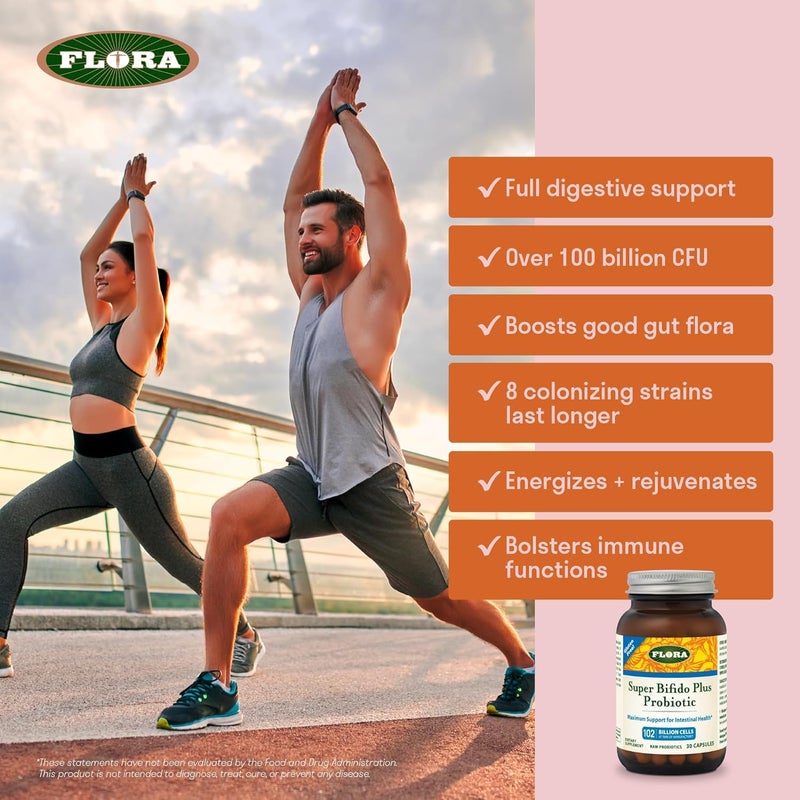Flora Super Bifido Plus 102 Billion CFU Raw Probiotics for Men  Women Bifidobacterium Lactobacillus Digestion IBS Immune System Gut Balance Supplements  30 Vegetarian Capsules - Image 4