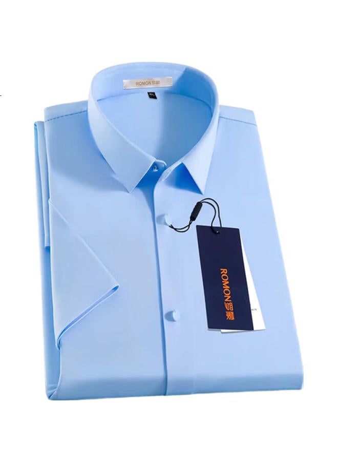 ROMON Men'S Wrinkle-Free Short Sleeve Shirt Ice Silk Shirt Middle-Aged And Youth Solid Color Business Half Sleeve Dad Top Men'S Clothing - Image 1