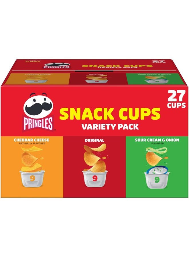 Pringles Potato Crisps Chips, Lunch Snacks, On-the-Go Snacks, Snack Stacks, Variety Pack, 19.3oz Box (27 Cups)​​ - Image 1