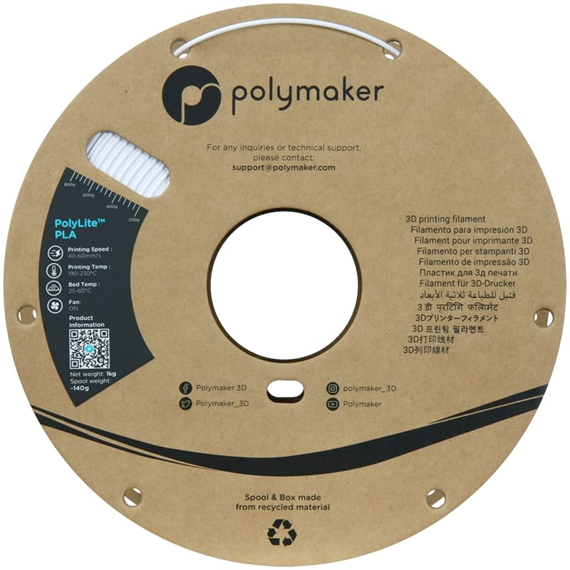 polymaker PLA Filament, Cold White 3D Printing PLA Filament 1.75mm 1kg - PolyLite 3D Printer PLA Filament, Dimensional Accuracy +/- 0.03mm, Compatible with Most 3D Printer, Cold White - Image 4