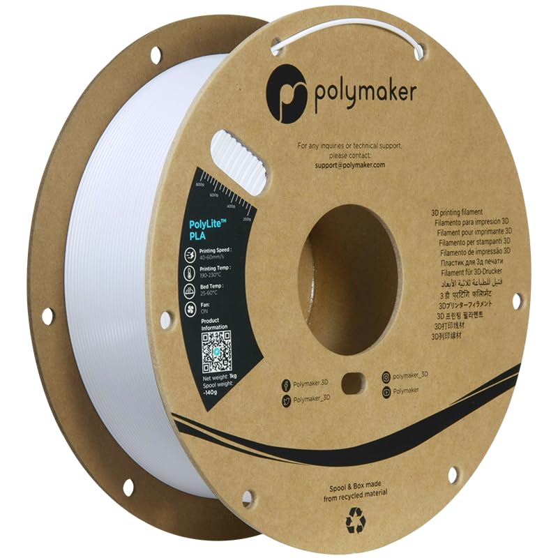 polymaker PLA Filament, Cold White 3D Printing PLA Filament 1.75mm 1kg - PolyLite 3D Printer PLA Filament, Dimensional Accuracy +/- 0.03mm, Compatible with Most 3D Printer, Cold White - Image 1