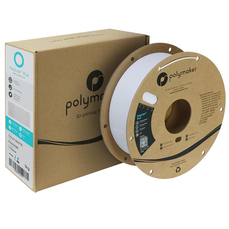 polymaker PLA Filament, Cold White 3D Printing PLA Filament 1.75mm 1kg - PolyLite 3D Printer PLA Filament, Dimensional Accuracy +/- 0.03mm, Compatible with Most 3D Printer, Cold White - Image 2