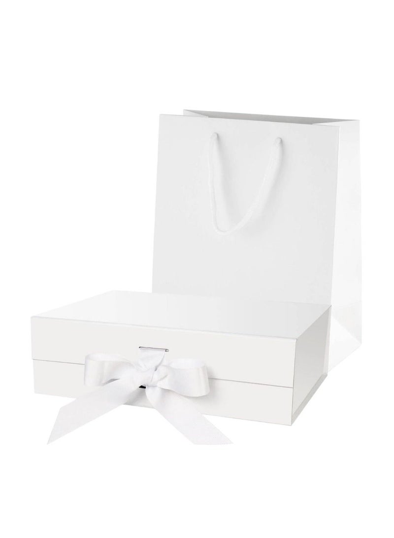Gift Box 26 * 19 * 8cm with Ribbon and Magnetic Closure with Paper bag for New Year Wedding Eid Birthday Groomsman Father's Day Presents Display and Packing - Image 1