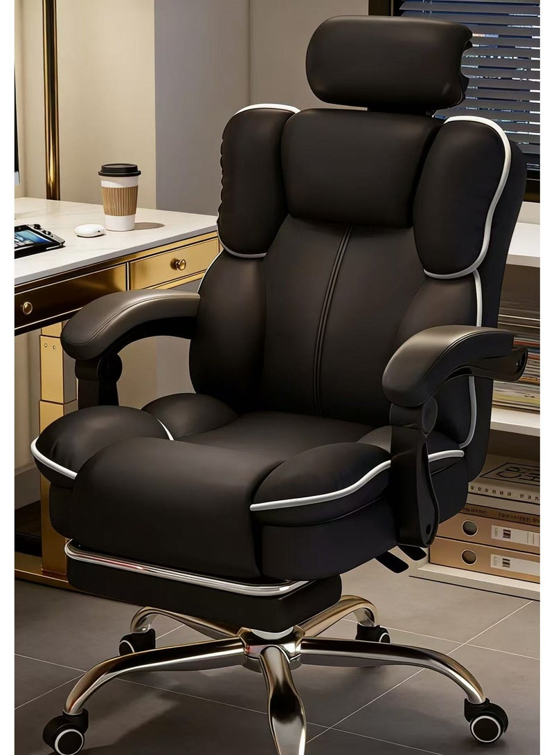 كرسي الألعاب المنزلية ، كرسي الكمبيوتر القابل للتعديل ، دعم الخلفي العلوي للمكتب ، مساند الذراع المريح (أسود) - Image 1