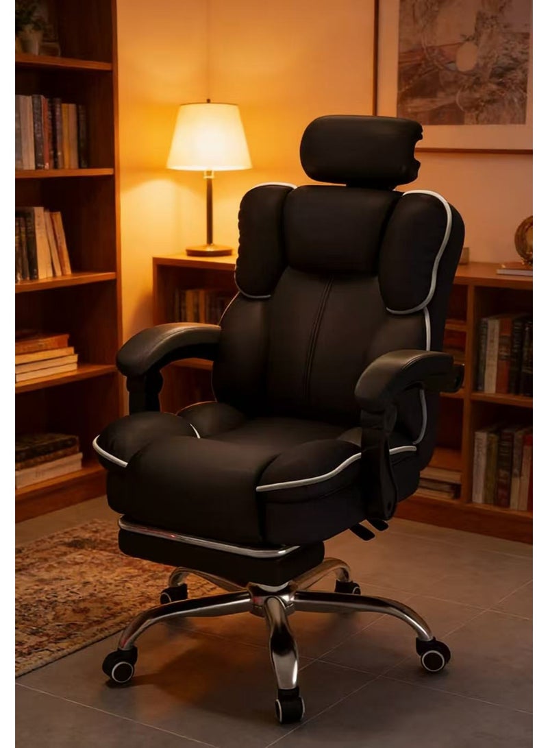 كرسي الألعاب المنزلية ، كرسي الكمبيوتر القابل للتعديل ، دعم الخلفي العلوي للمكتب ، مساند الذراع المريح (أسود) - Image 3