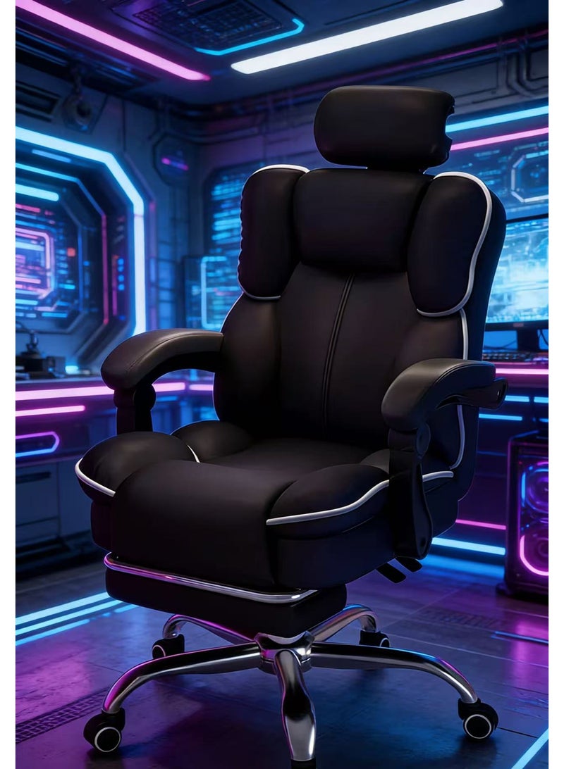 كرسي الألعاب المنزلية ، كرسي الكمبيوتر القابل للتعديل ، دعم الخلفي العلوي للمكتب ، مساند الذراع المريح (أسود) - Image 5