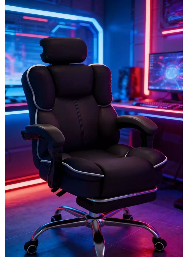 كرسي الألعاب المنزلية ، كرسي الكمبيوتر القابل للتعديل ، دعم الخلفي العلوي للمكتب ، مساند الذراع المريح (أسود) - Image 2