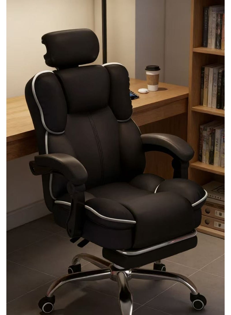 كرسي الألعاب المنزلية ، كرسي الكمبيوتر القابل للتعديل ، دعم الخلفي العلوي للمكتب ، مساند الذراع المريح (أسود) - Image 4