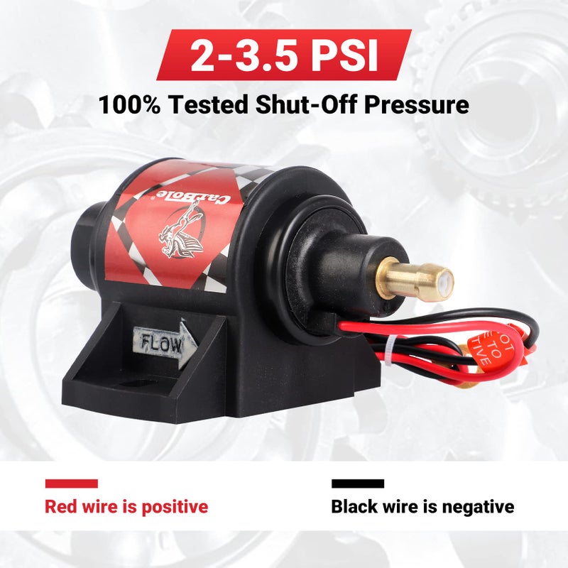 CarBole مضخة وقود كهربائية بنزين كار بول 5/16 بوصة مدخل ومخرج عالمي 12 فولت 1-2 أمبير 28 جالون في الساعة 2-3.5 رطل لكل بوصة مربعة ضغط تشغيل الوقود - Image 3