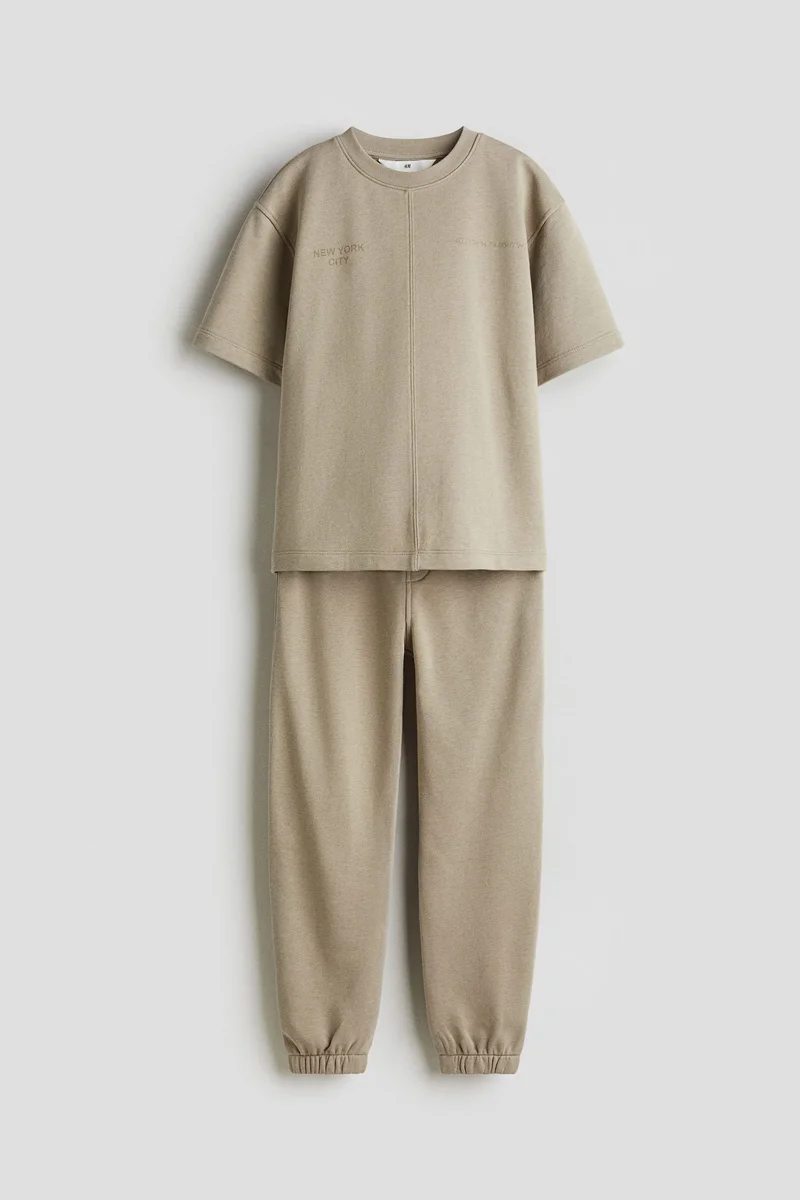 اتش اند ام طقم من نسيج سويت شيرت - عبوة من قطعتين