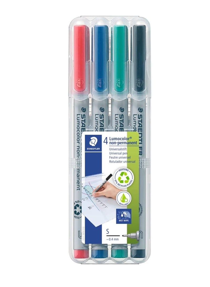 STAEDTLER - 4-Piece Lumocolor Non-Permanent Universal Marker Superfine Tip Multicolour - Image 1