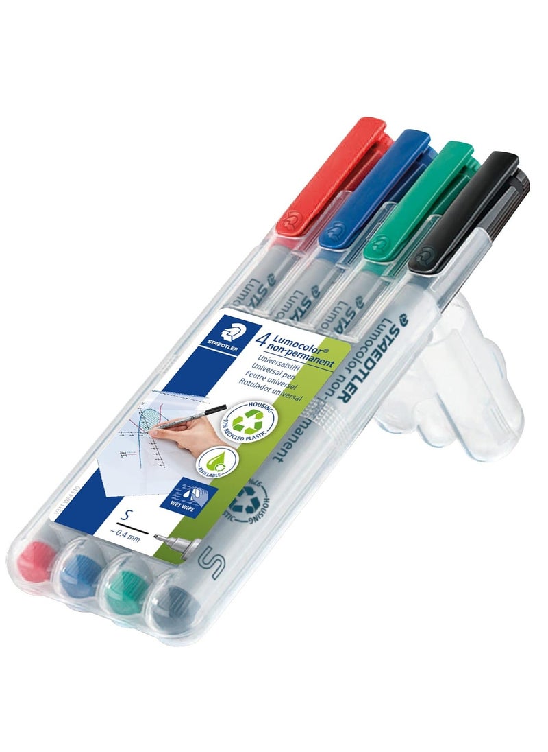STAEDTLER - 4-Piece Lumocolor Non-Permanent Universal Marker Superfine Tip Multicolour - Image 1