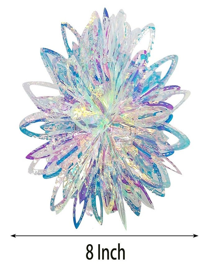 Blukey Iridescent Flower Ball Ornament Hanging Decoration, Foil Ceiling Decorative Hanging Ornaments for Christmas Bridal Shower Wedding Birthday Frozen Theme Party Fairy Princess Rainbow Show Decoration - Image 2