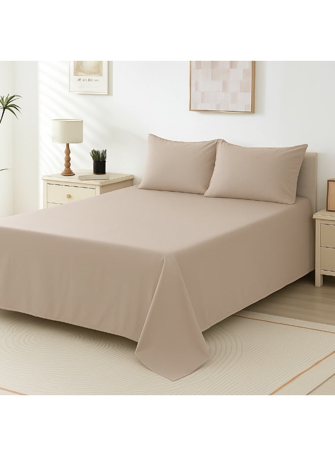 سنوز، طقم ملاية عاديه، 3قطع، بيج، 220*240 سم - Image 1