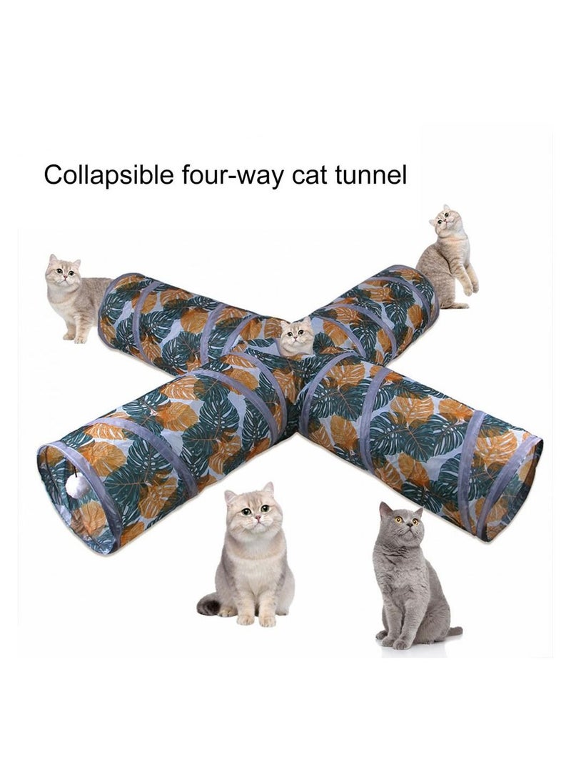 Cat Bucket Tunnel Creative Relieve Boredom Lightweight 4-way Collapsible Cat Tunnel Tube for Relaxing - Image 2