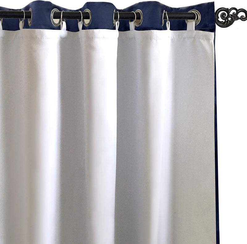 DriftAway Thermal Insulated 100 Percent Darkening Blackout Curtain Liner 2 Panels Each Liner Size 50 Inch by 80 Inch Rings Included Off White Panel - Image 1