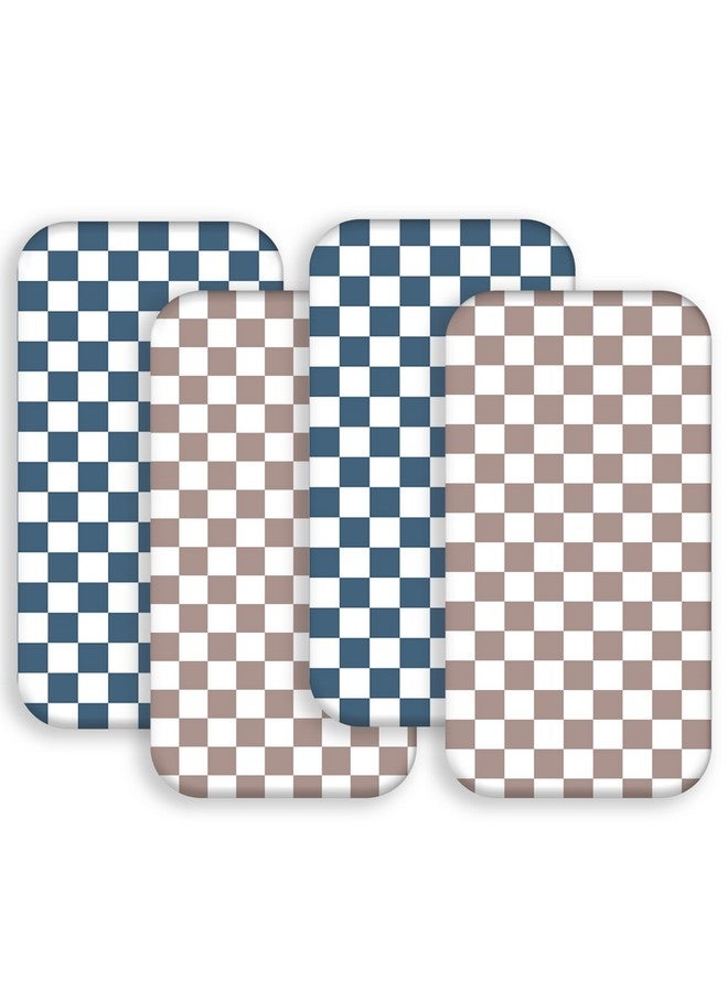 FIGEPO 4 Pack Checkered Bassinet Sheets Neutral Breathable Fitted Baby Sheets Nursery Sheets for Baby Boys or Girls (Bassinet Sheet) - Image 1
