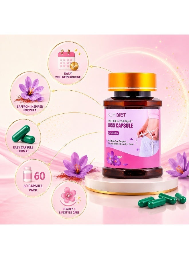 Slim Body Slim Diet Saffron Weight Loss Capsules (60 Capsules) – Burn Fat & Control Hunger Naturally - Image 2