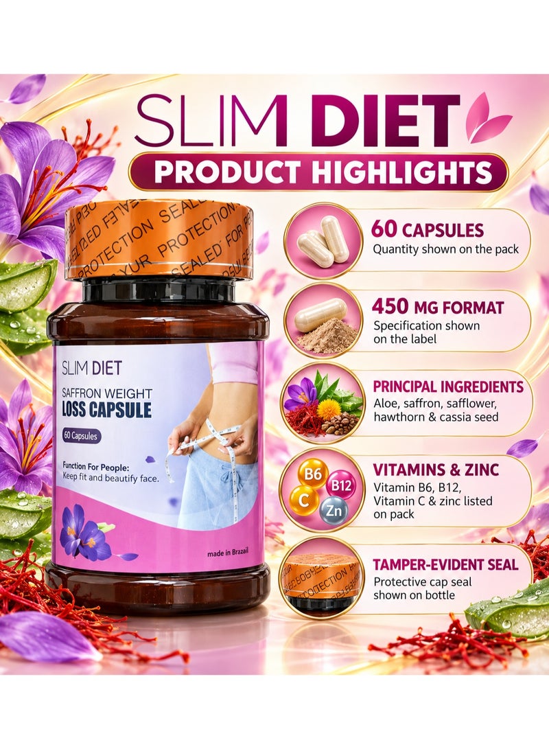 Slim Body Slim Diet Saffron Weight Loss Capsules (60 Capsules) – Burn Fat & Control Hunger Naturally - Image 4