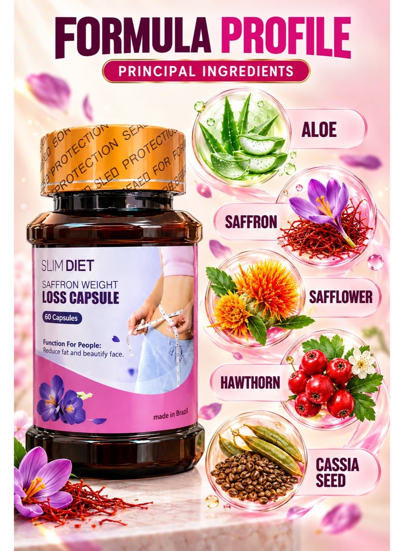 Slim Body Slim Diet Saffron Weight Loss Capsules (60 Capsules) – Burn Fat & Control Hunger Naturally - Image 2