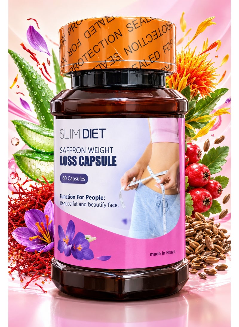 Slim Body Slim Diet Saffron Weight Loss Capsules (60 Capsules) – Burn Fat & Control Hunger Naturally - Image 1