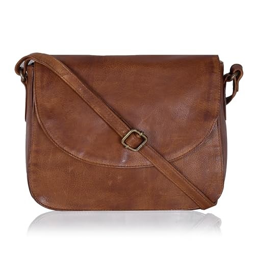 Ozora Handmade Leather Crossover Purse/Bag for Women with Adjustable Strap, YKK Zippers & Spacious Pockets - Image 1