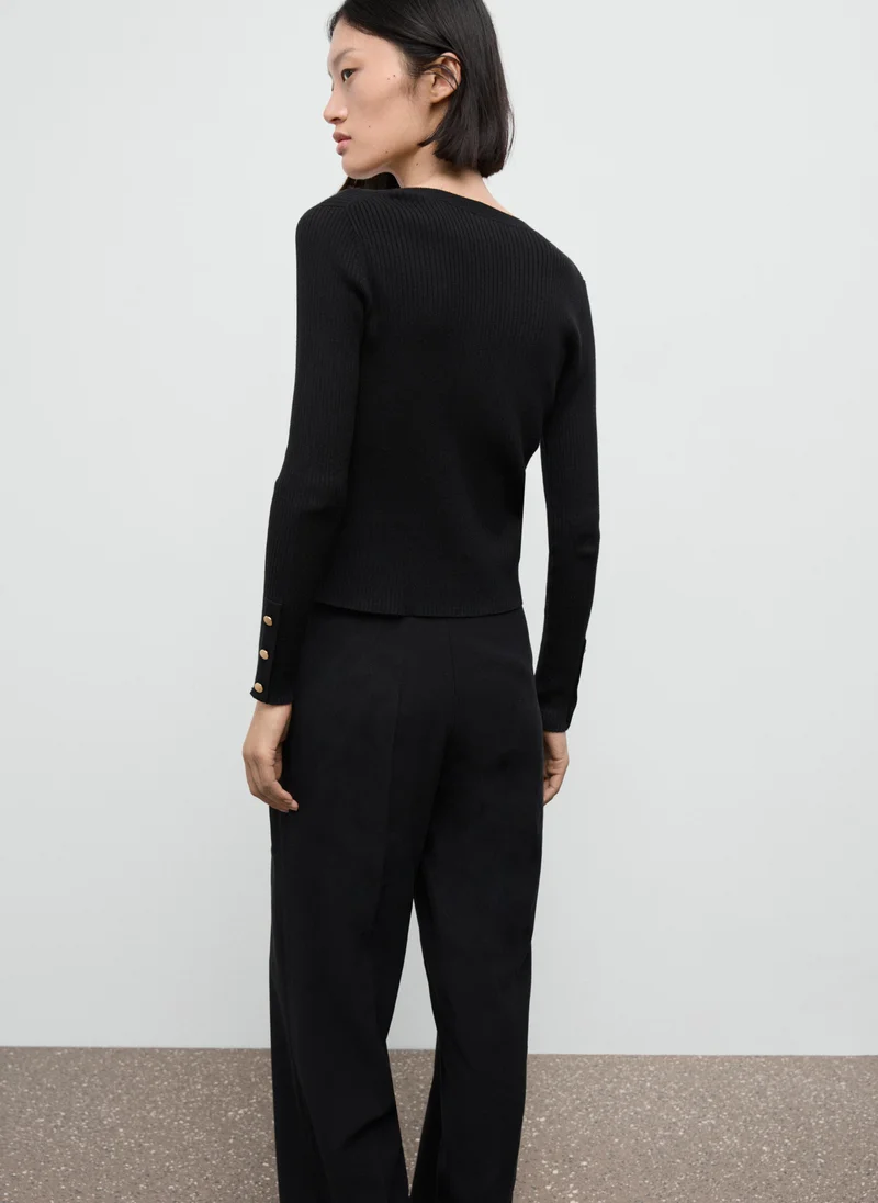 MANGO Ribbed buttoned cardigan