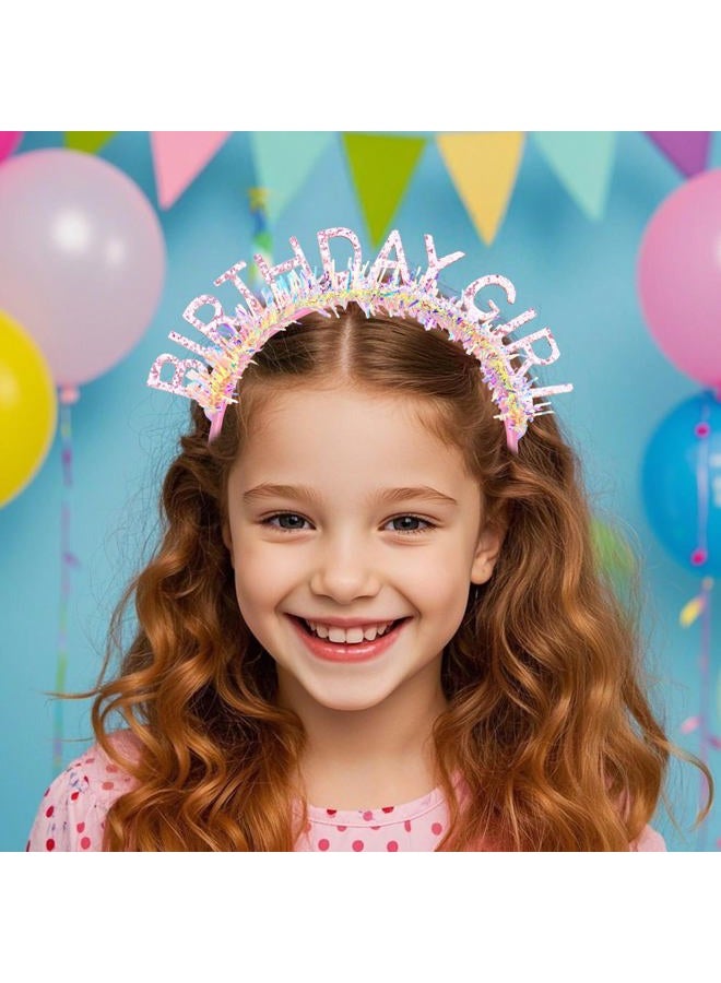 Jaciya Pink BIRTHDAY GIRL Glitter Laser Strips Headband – Sparkling Party Tiara for Birthdays, Photos & Gifts - Image 4