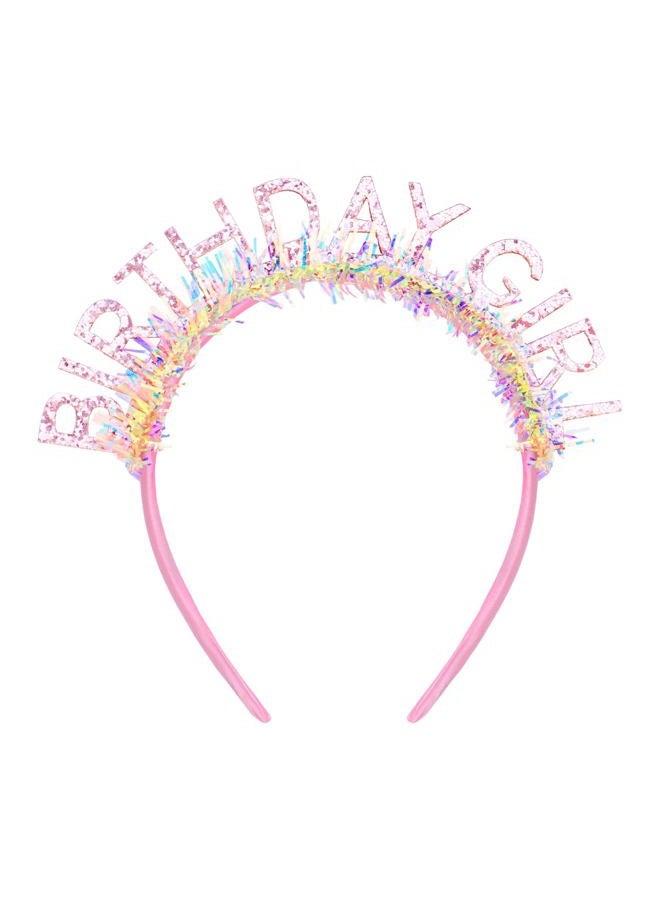 Jaciya Pink BIRTHDAY GIRL Glitter Laser Strips Headband – Sparkling Party Tiara for Birthdays, Photos & Gifts - Image 1