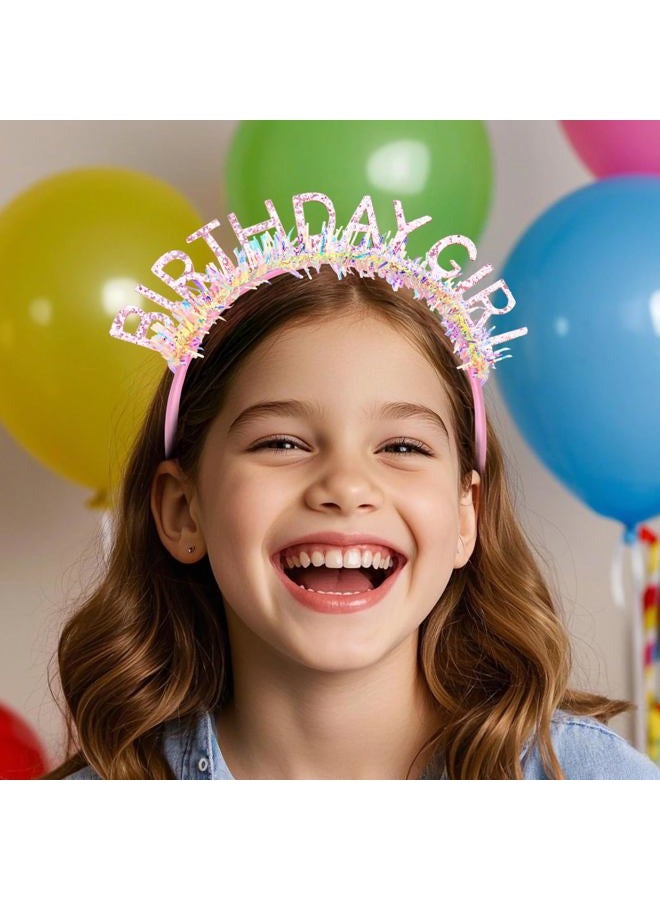 Jaciya Pink BIRTHDAY GIRL Glitter Laser Strips Headband – Sparkling Party Tiara for Birthdays, Photos & Gifts - Image 5