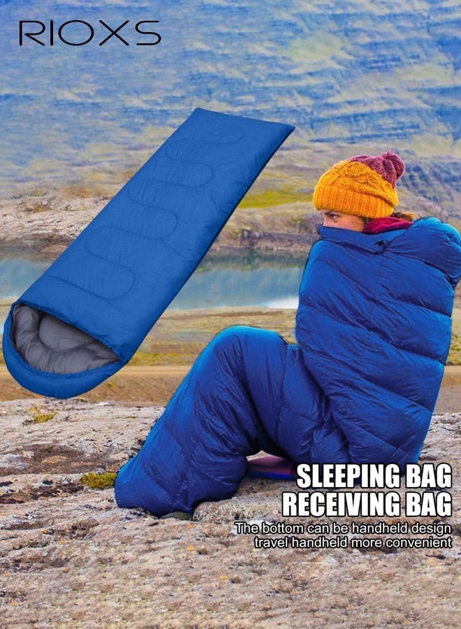 RIOXS Outdoor Sleeping Bag, Camping Envelope Sleeping Bag, Adult Four-Season Travel Thickened Hollow-Fiber Winter Insulated Cold-Resistant Sleeping Bag, Navy Blue - Image 5