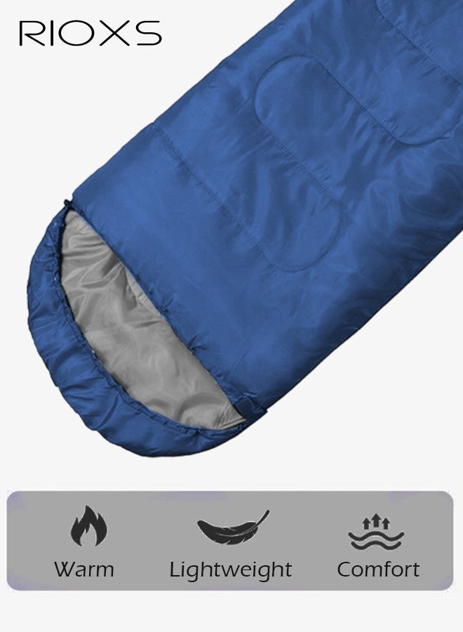 RIOXS Outdoor Sleeping Bag, Camping Envelope Sleeping Bag, Adult Four-Season Travel Thickened Hollow-Fiber Winter Insulated Cold-Resistant Sleeping Bag, Navy Blue - Image 3