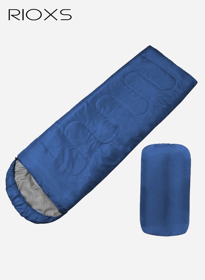RIOXS Outdoor Sleeping Bag, Camping Envelope Sleeping Bag, Adult Four-Season Travel Thickened Hollow-Fiber Winter Insulated Cold-Resistant Sleeping Bag, Navy Blue - Image 2